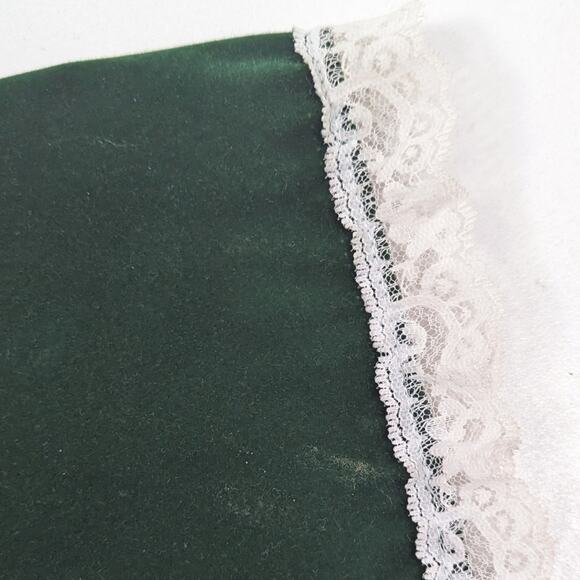 Vintage Outfit Girls Size 24m Green Velvet Christmas Lace Romper Beret - Picture 7 of 8